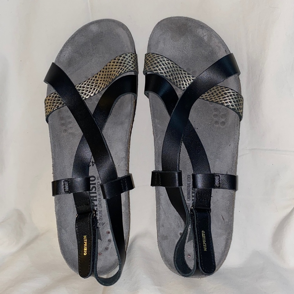 Mephisto Haneta Slingback Sandal Sz US12/EU42 Black/Waxy/Cuba NWOBOX